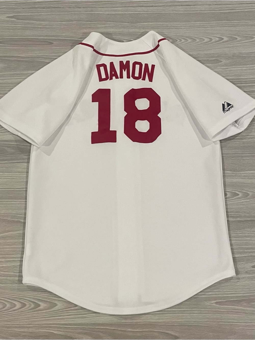 Majestic Boston Red Sox Johnny Damon #18 Jersey White Sewn Youth Size Large